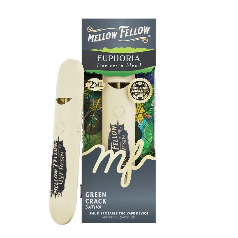 Mellow Fellow Euphoria Blend 2ml Live Resin Disposable Vape Green Crack Sativa